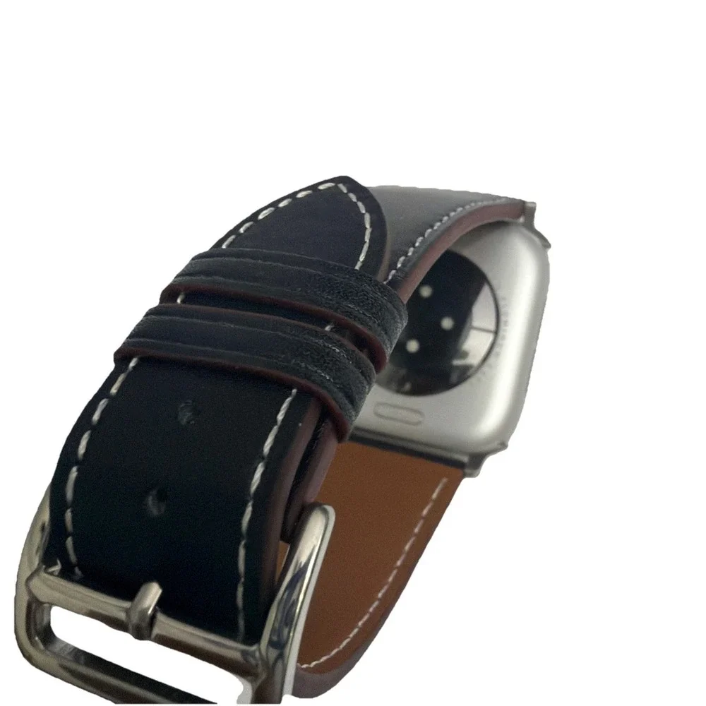 Strap Band BlackUnisex's Leather replacement Band Series 10 iPhone Size 42/45 NW